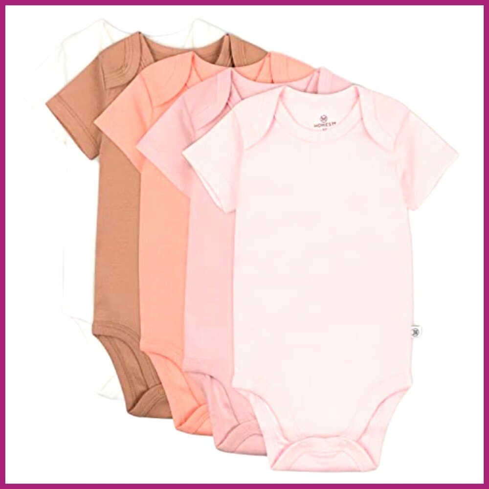 5-Pack Short Sleeve Bodysuits 100% Organic Cotton Infant One-Piece